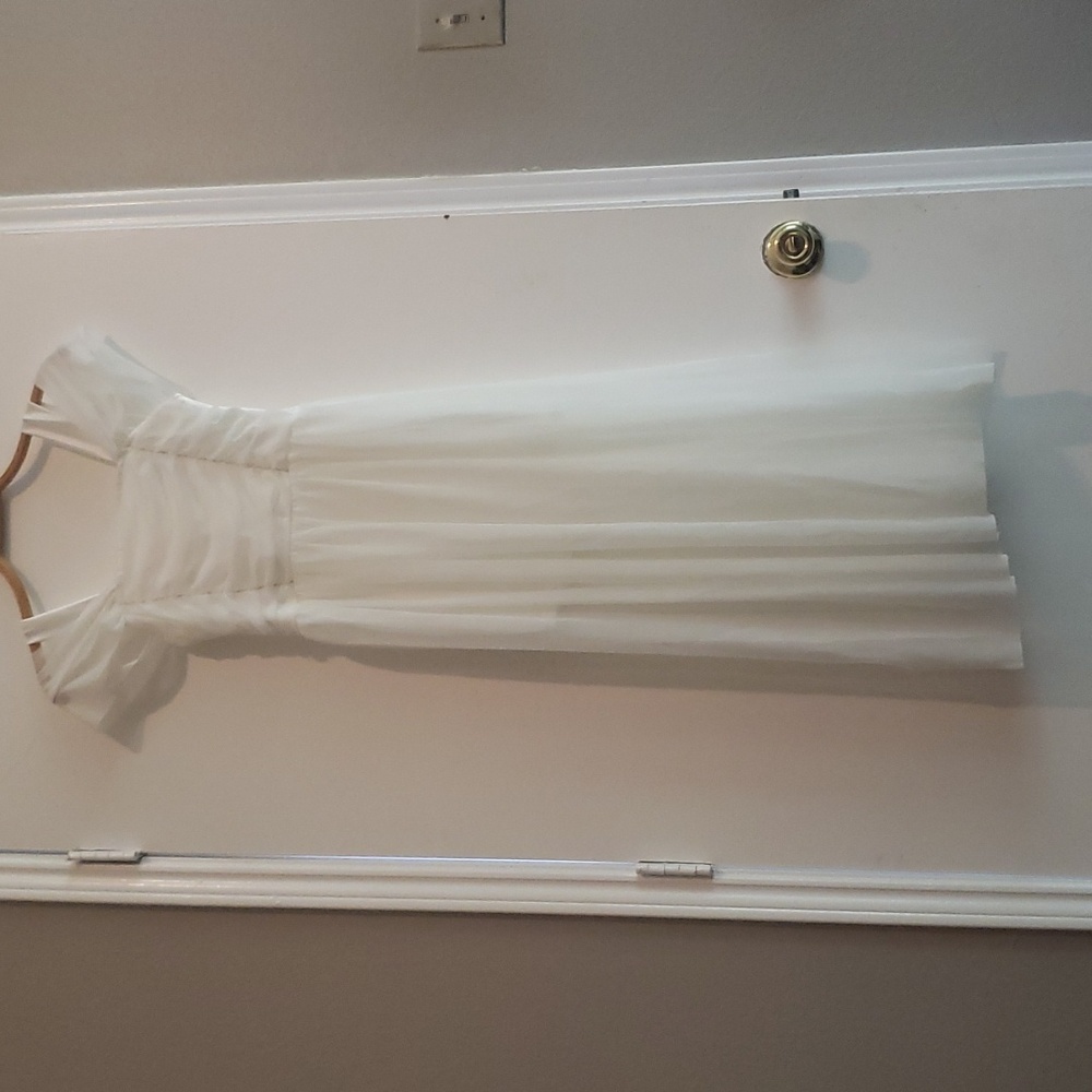 White Satin and sheer semi formal dress cosplay